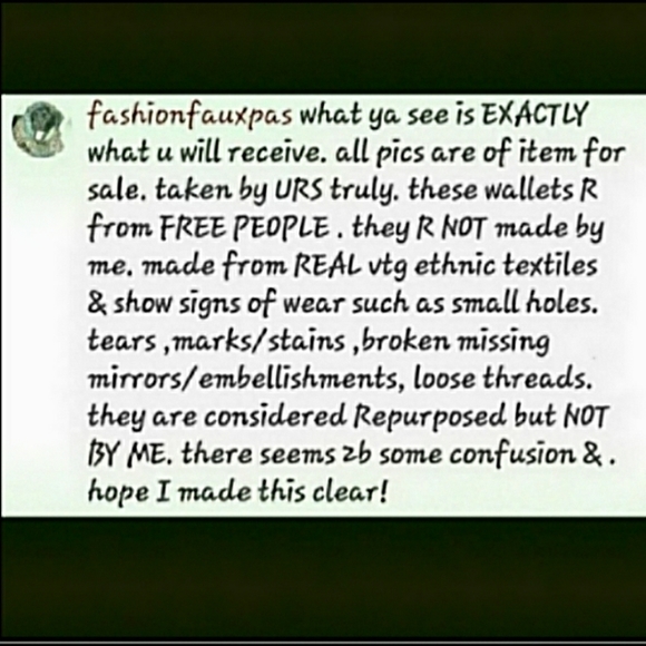 Free People Boho Embroidered Repurposed vtg banjara hippie Wallet card case - Picture 4 of 4